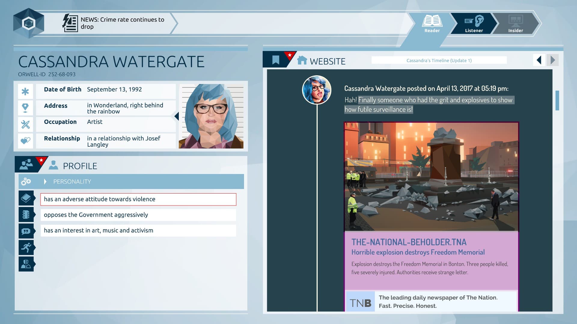 Orwell: Keeping an Eye On You screenshot 1